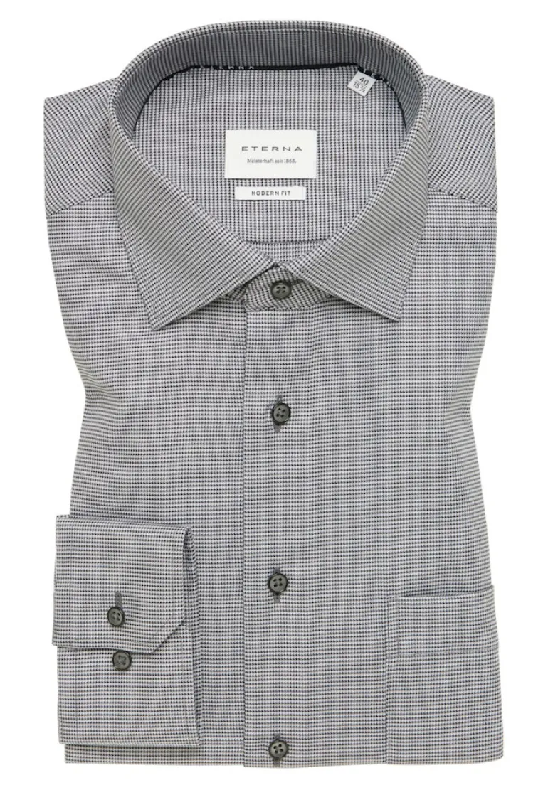 Hemd Twill Langarm grau