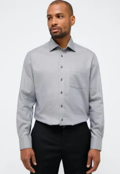 Hemd Twill Langarm grau