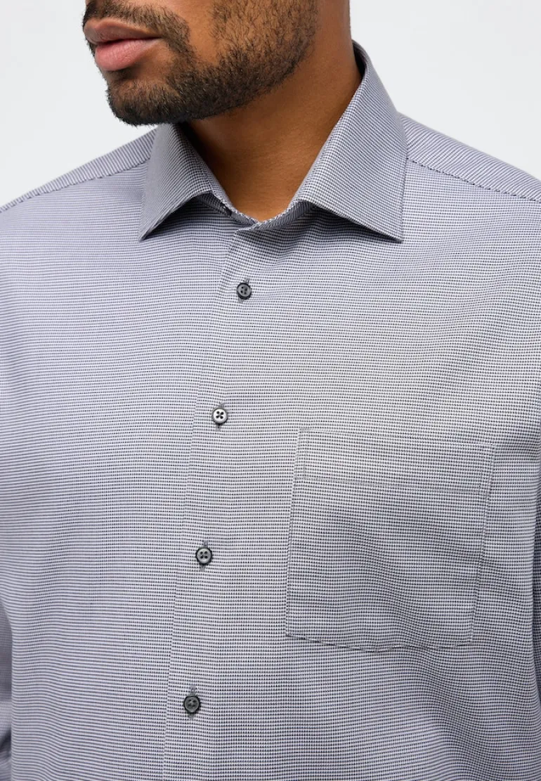 Hemd Twill Langarm grau