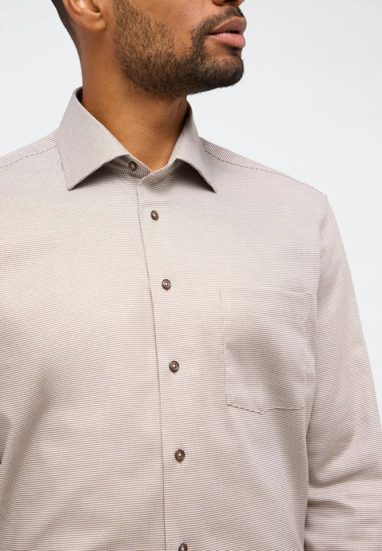Hemd Twill Langarm sand