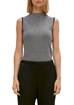 Hochgeschlossenes Stricktop schwarz