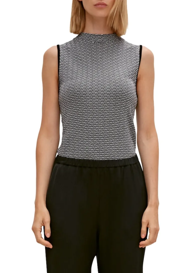Hochgeschlossenes Stricktop schwarz
