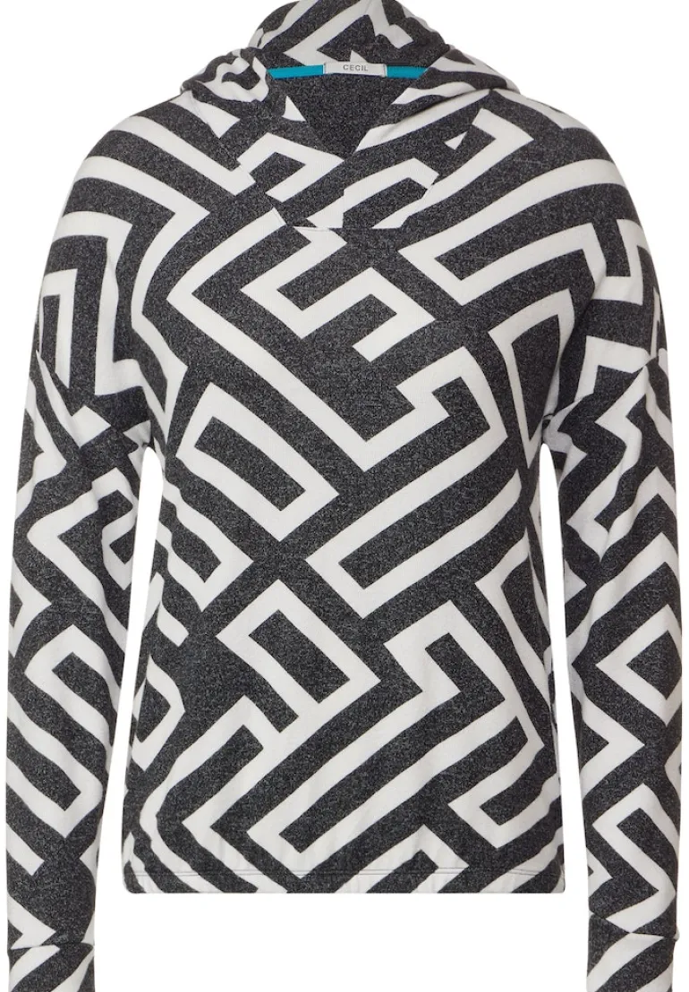 Hoodie Langarmshirt black melange