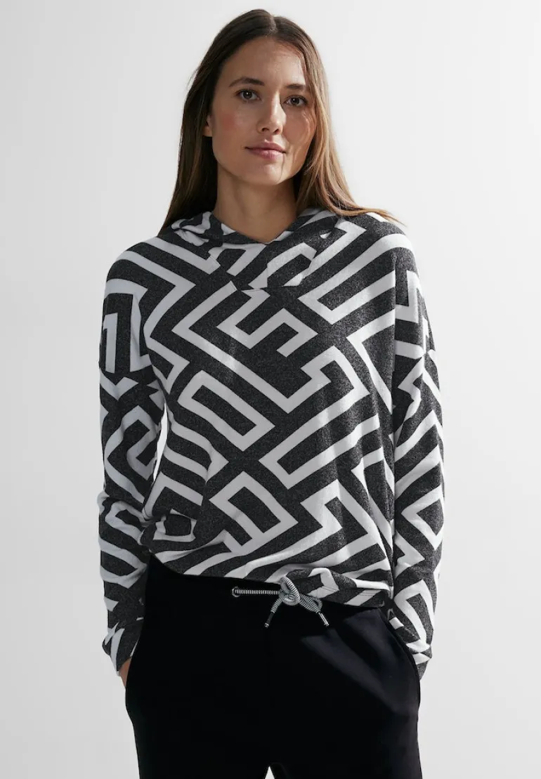 Hoodie Langarmshirt black melange