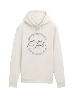 Hoodie mit Logo Print soft vanilla melange