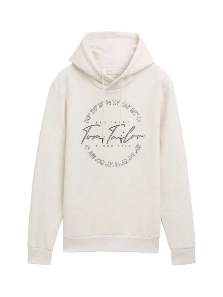 Hoodie mit Logo Print soft vanilla melange