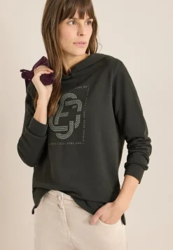 Hoodie mit Schmucksteinen raw khaki