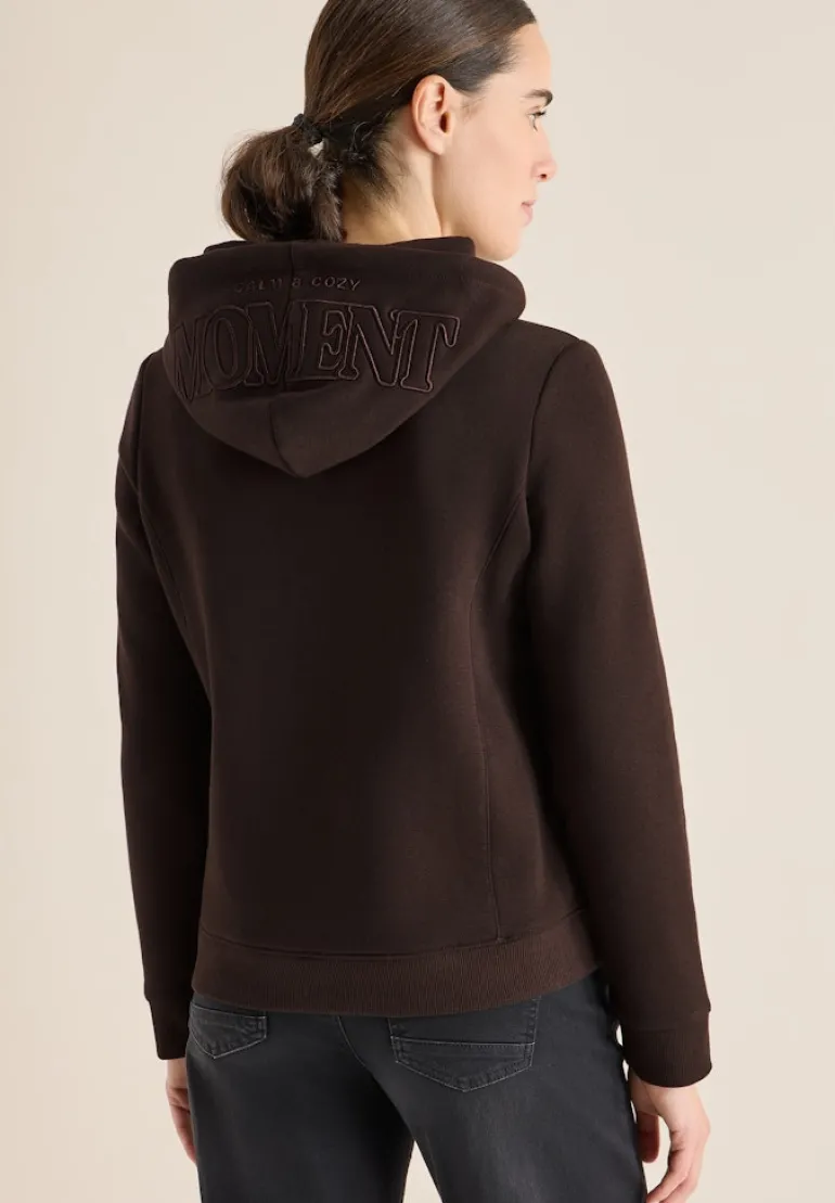 Hoodie mit Stickerei tartufo brown