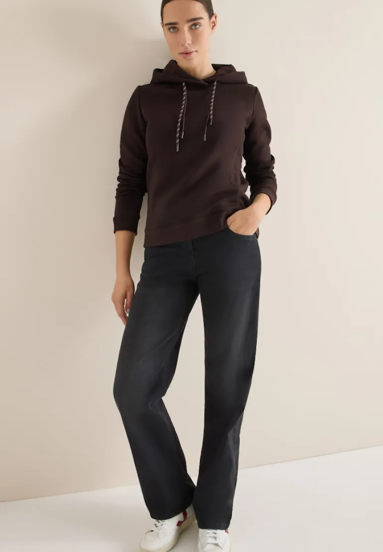 Hoodie mit Stickerei tartufo brown