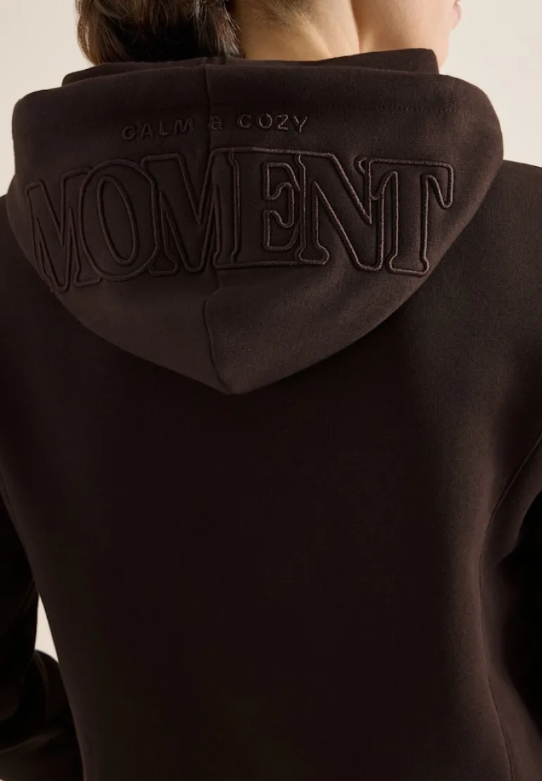 Hoodie mit Stickerei tartufo brown