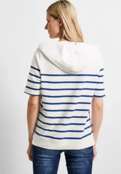 Hoodie Streifenshirt vanilla white