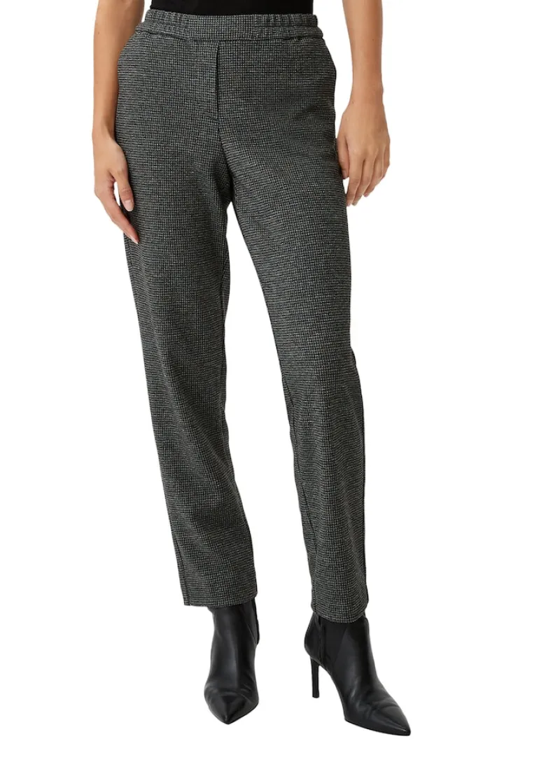 Hose mit Pepita-Muster schwarz