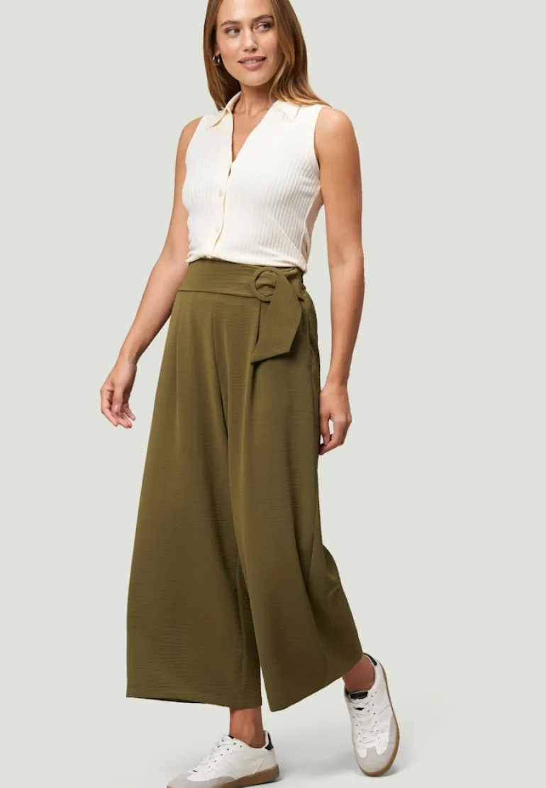 Hose mit weitem Bein und Gürtel 26 Inch dark olive