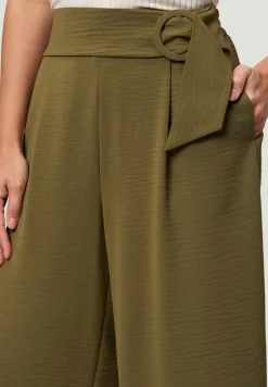 Hose mit weitem Bein und Gürtel 26 Inch dark olive