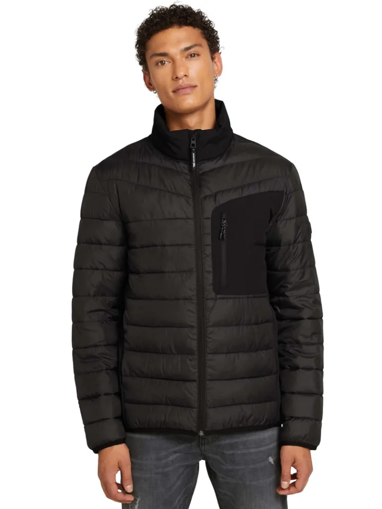 Hybrid Jacke mit Stehkragen black