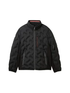 Hybrid Jacke mit verstaubarer Kapuze black