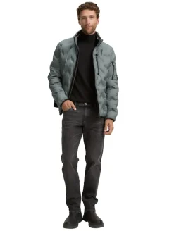 Hybrid Steppjacke mit verstaubarer Kapuze washed jasper green