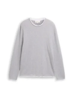 2-in-1 Strickpullover aus Baumwolle light stone grey melange