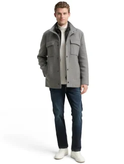 2-in-1 Wolljacke mit abnehmbarer Innenjacke light stone grey wool twill