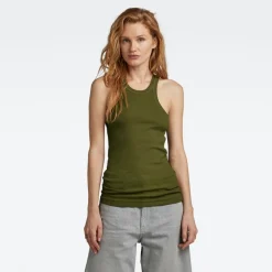 Italian army ultra slim tank top wmn avocado