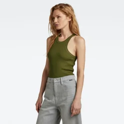 Italian army ultra slim tank top wmn avocado