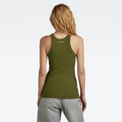 Italian army ultra slim tank top wmn avocado
