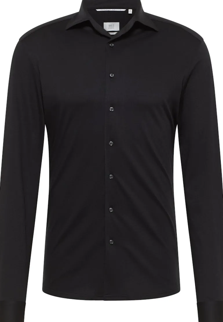 Japanese Knitted Single-Jersey Langarm schwarz
