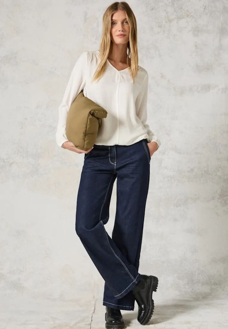 Jaquard-Bluse vanilla white