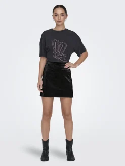JDYALMA PU CROCO SKIRT WVN black