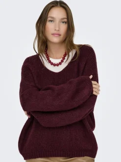 JDYDINEA L/S REVERSIBLE PULLOV. KNT NOOS cabernet