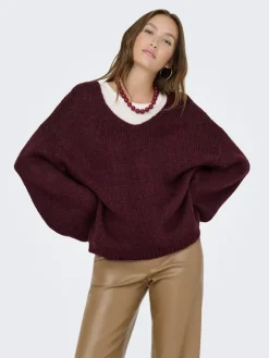 JDYDINEA L/S REVERSIBLE PULLOV. KNT NOOS cabernet