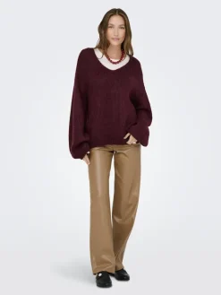 JDYDINEA L/S REVERSIBLE PULLOV. KNT NOOS cabernet