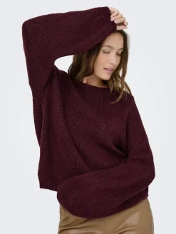 JDYDINEA L/S REVERSIBLE PULLOV. KNT NOOS cabernet
