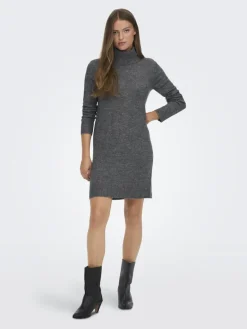 JDYELANORA L/S COWLNECK DRESS KNT NOOS dark grey melange