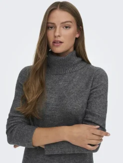 JDYELANORA L/S COWLNECK DRESS KNT NOOS dark grey melange