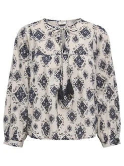 JDYELO L/S TASSEL TOP WVN EXP black