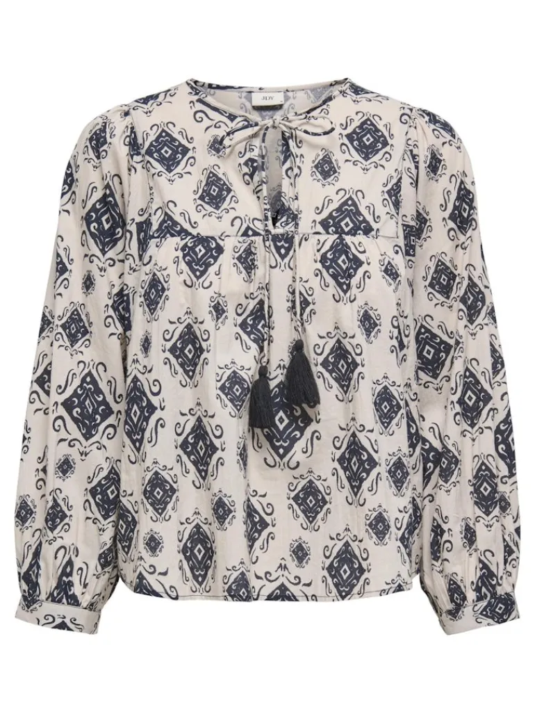 JDYELO L/S TASSEL TOP WVN EXP black