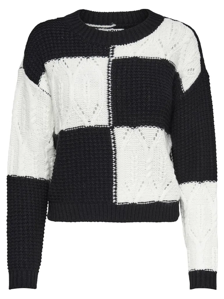 JDYJUSTY L/S MIX STRUC PULLOVER KNT NOOS black