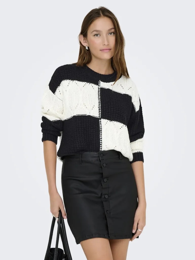 JDYJUSTY L/S MIX STRUC PULLOVER KNT NOOS black
