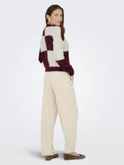 JDYJUSTY L/S MIX STRUC PULLOVER KNT NOOS cabernet