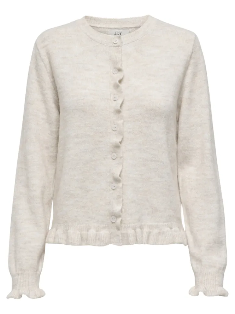 JDYLETTY L/S ON FRILL CARDIGAN KNT NOOS birch