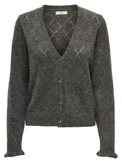 JDYLETTY L/S V-NECK STRUC CARDI KNT NOOS dark grey melange