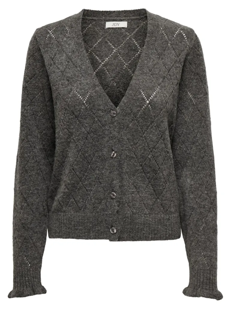 JDYLETTY L/S V-NECK STRUC CARDI KNT NOOS dark grey melange