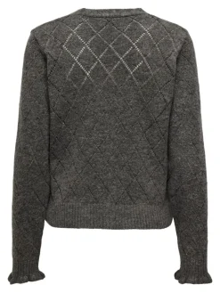 JDYLETTY L/S V-NECK STRUC CARDI KNT NOOS dark grey melange