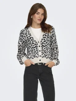 JDYLORRAINE ANIMAL SHORT CARDIGAN KNT cement