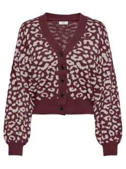 JDYLORRAINE ANIMAL SHORT CARDIGAN KNT cabernet