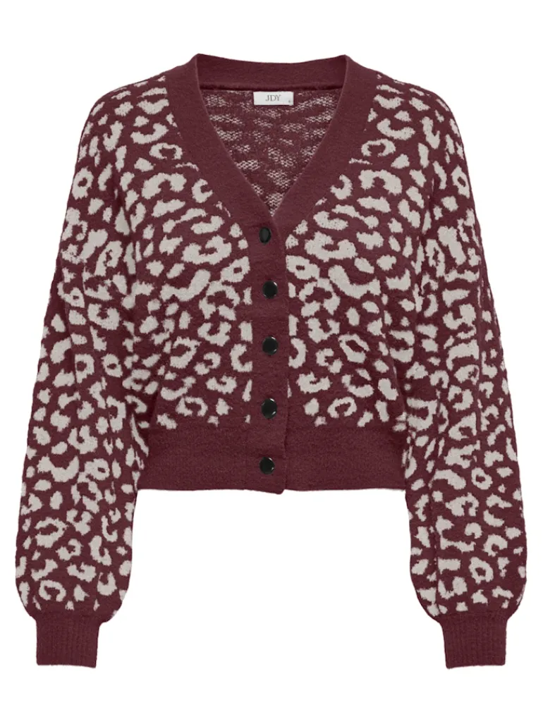 JDYLORRAINE ANIMAL SHORT CARDIGAN KNT cabernet