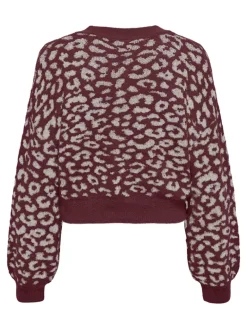 JDYLORRAINE ANIMAL SHORT CARDIGAN KNT cabernet