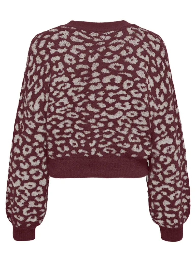 JDYLORRAINE ANIMAL SHORT CARDIGAN KNT cabernet