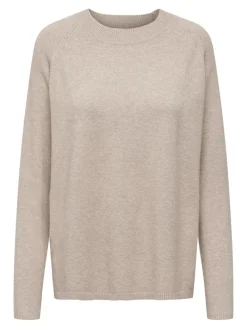 JDYMARCO L/S O-NECK SLIT PULL KNT NOOS beige